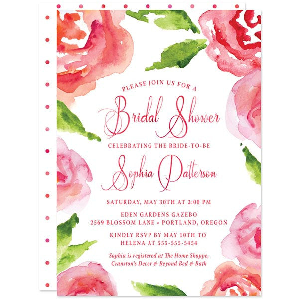 Watercolor Rose Garden Bridal Shower Invitations
