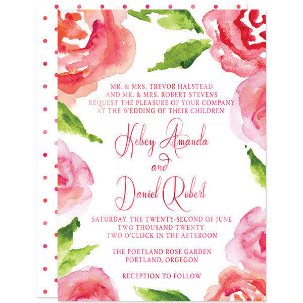 Watercolor Rose Garden Wedding Invitations by The Spotted Olive