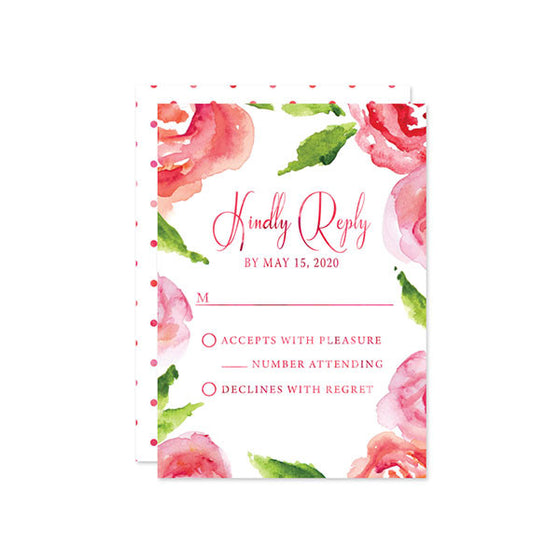 Watercolor Rose Garden Wedding RSVP Cards by The Spotted Olive