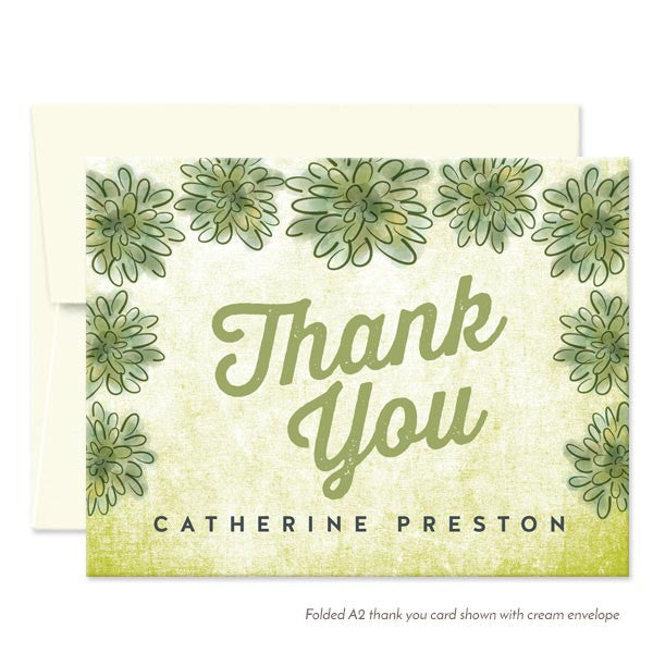 Personalized Watercolor Succulent Thank You Cards by The Spotted Olive - Cream Envelopes