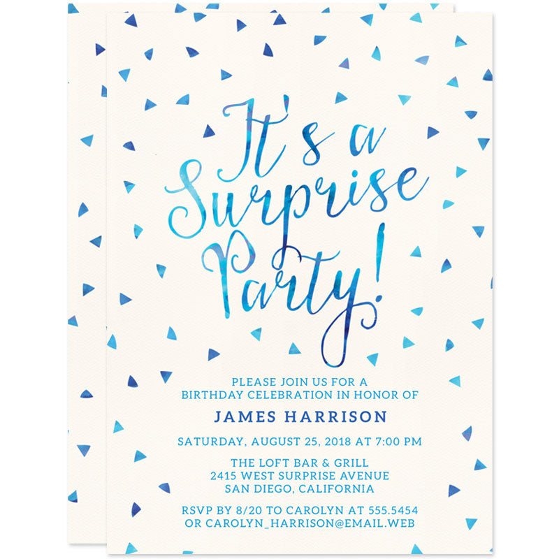 Watercolor Triangles Surprise Party Invitations