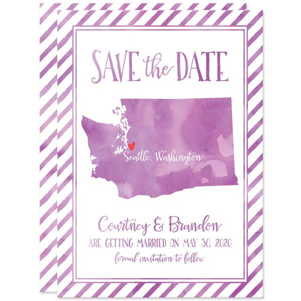 Watercolor Washington State Save The Dates by The Spotted Olive