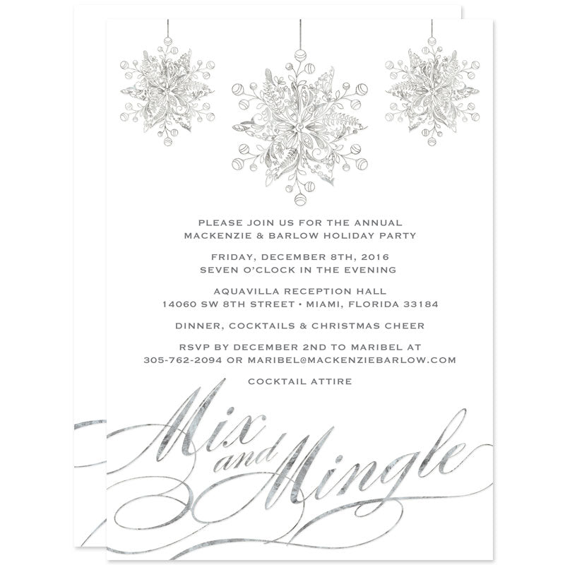 White & Silver Mix and Mingle Holiday Party Invitations by The Spotted Olive - Front