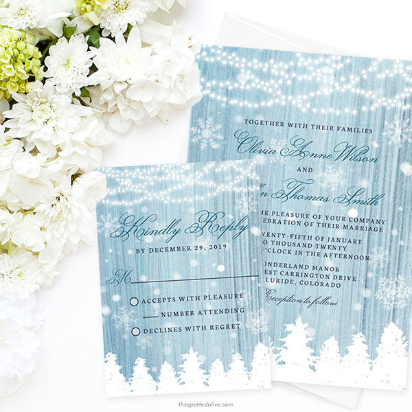 Winter Wonderland Wedding Invitations by The Spotted Olive - Scene